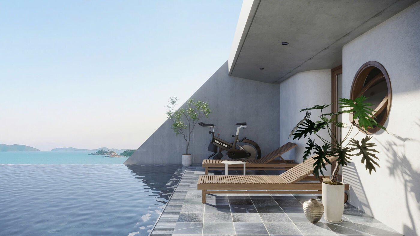 Wazen rooftop infinity pool over the East Sea
